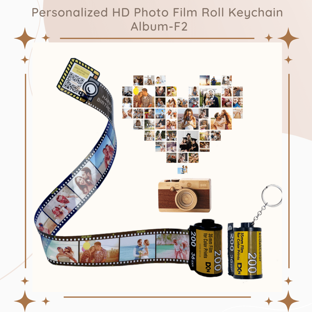Personalized Customized Memory Retro Camera Film HD Photo Album Film Roll Keychain F2 Voice Message Creative Birthday Valentine Christmas Graduation Friend Anniversary Gift Souvenir Customized Handmade - uniqicon
