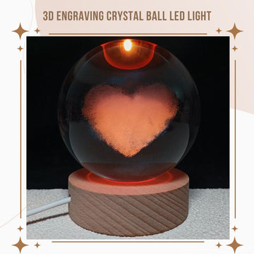 3D Engraving Crystal Ball Heart LED Light Voice Message Gift Birthday Anniversary Valentine Christmas Graduation Friend Souvenir Corporate Award Recognition Appreciation - uniqicon