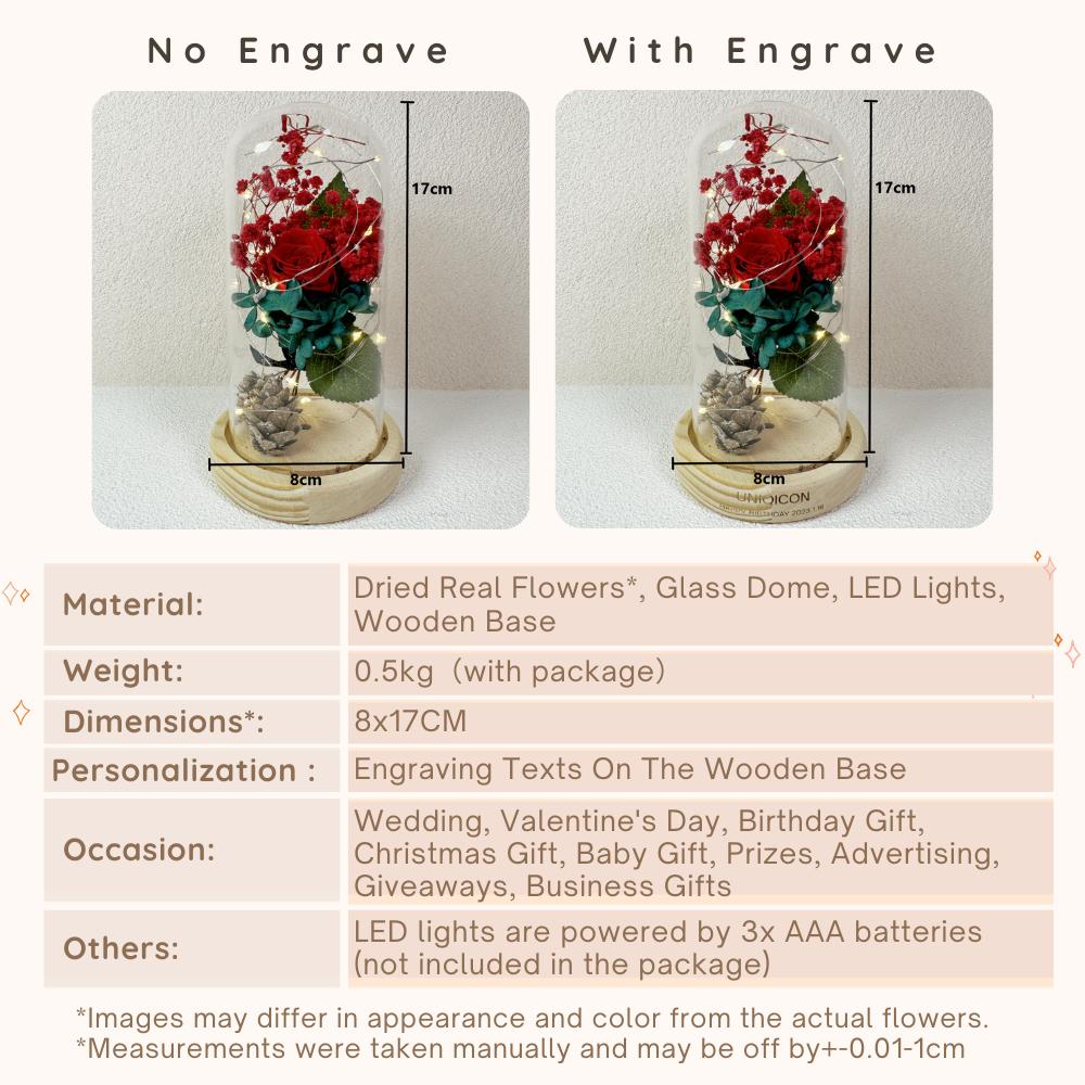 Anniversary & Valentine's Day Gifts For Mom Women, Personalized Rose Lamp, Mother's Day, Birthday Presents For Mom,Girlfriends & Wives Handmade Roses Flowers Galaxy Eternal Enchanted Rose Glass Dome With Message DF - uniqicon