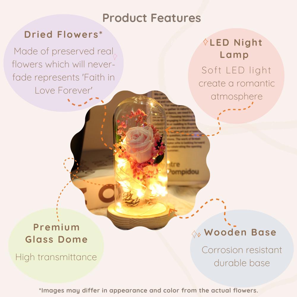 Anniversary & Valentine's Day Gifts For Mom Women, Personalized Rose Lamp, Mother's Day, Birthday Presents For Mom,Girlfriends & Wives Handmade Roses Flowers Galaxy Eternal Enchanted Rose Glass Dome With Message DF - uniqicon