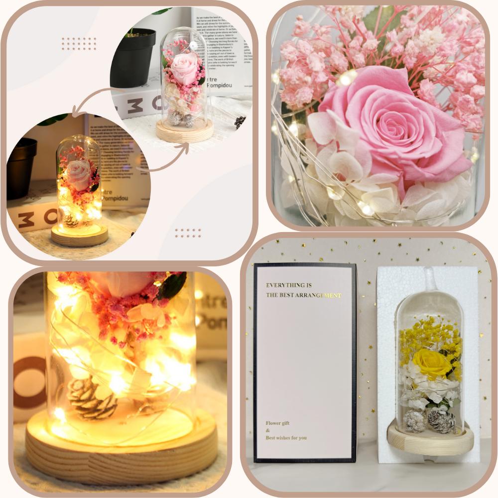 Anniversary & Valentine's Day Gifts For Mom Women, Personalized Rose Lamp, Mother's Day, Birthday Presents For Mom,Girlfriends & Wives Handmade Roses Flowers Galaxy Eternal Enchanted Rose Glass Dome With Message DF - uniqicon