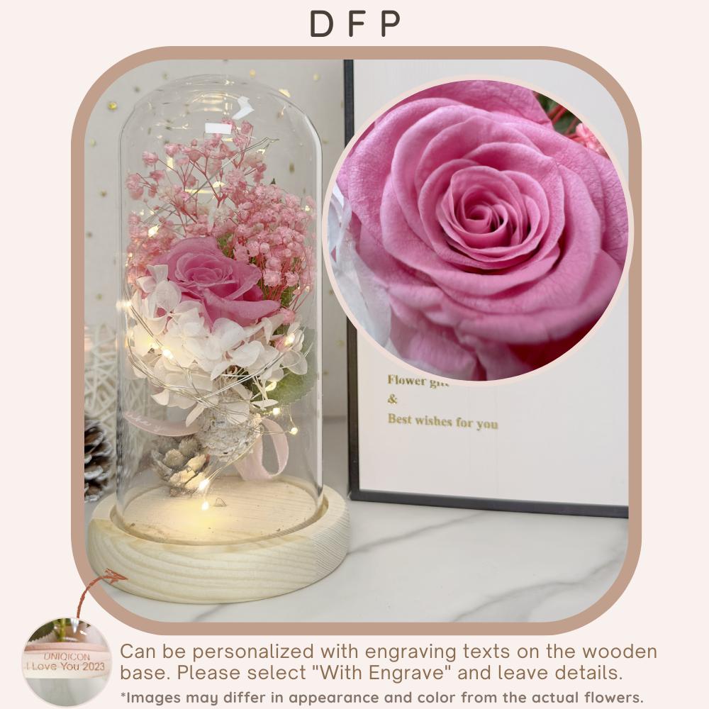 Anniversary & Valentine's Day Gifts For Mom Women, Personalized Rose Lamp, Mother's Day, Birthday Presents For Mom,Girlfriends & Wives Handmade Roses Flowers Galaxy Eternal Enchanted Rose Glass Dome With Message DF - uniqicon