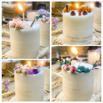 Natural soy scented pillar candles, luxury non toxic white bathroom candle, scented wax romantic rose jar candles aesthetic decorative gifts for women, home - uniqicon