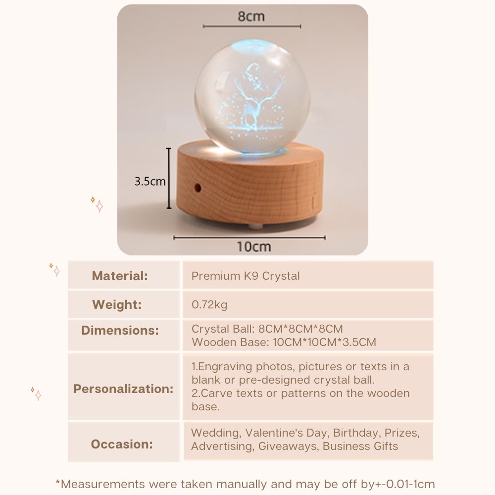 Personalized Customized 3D Photo Carving Crystal Ball Speaker Voice Message Engraved Gift Wireless Bluetooth Music Player - uniqicon