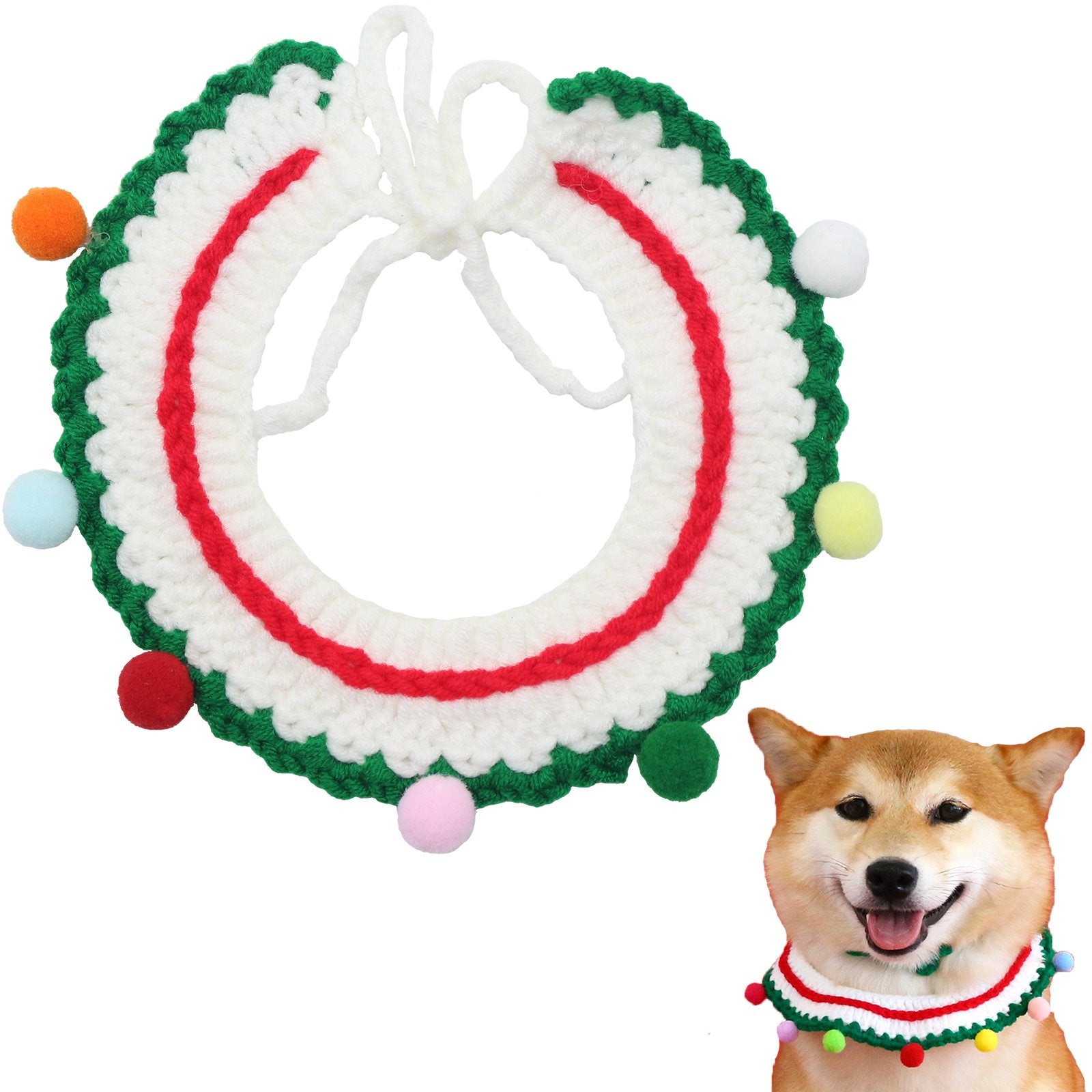 Uniqicon Santa Cat Hat Christmas Costume Dogs Hats Costumes Pets Scarf Outfit Xmas Suit Handmade Knitted Cosplay Pet Clothes Suitable for Large, Medium, and Small Breed - uniqicon