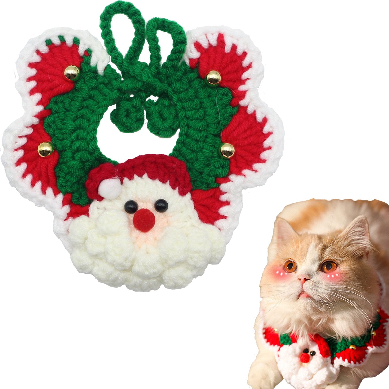 Uniqicon Santa Cat Hat Christmas Costume Dogs Hats Costumes Pets Scarf Outfit Xmas Suit Handmade Knitted Cosplay Pet Clothes Suitable for Large, Medium, and Small Breed - uniqicon