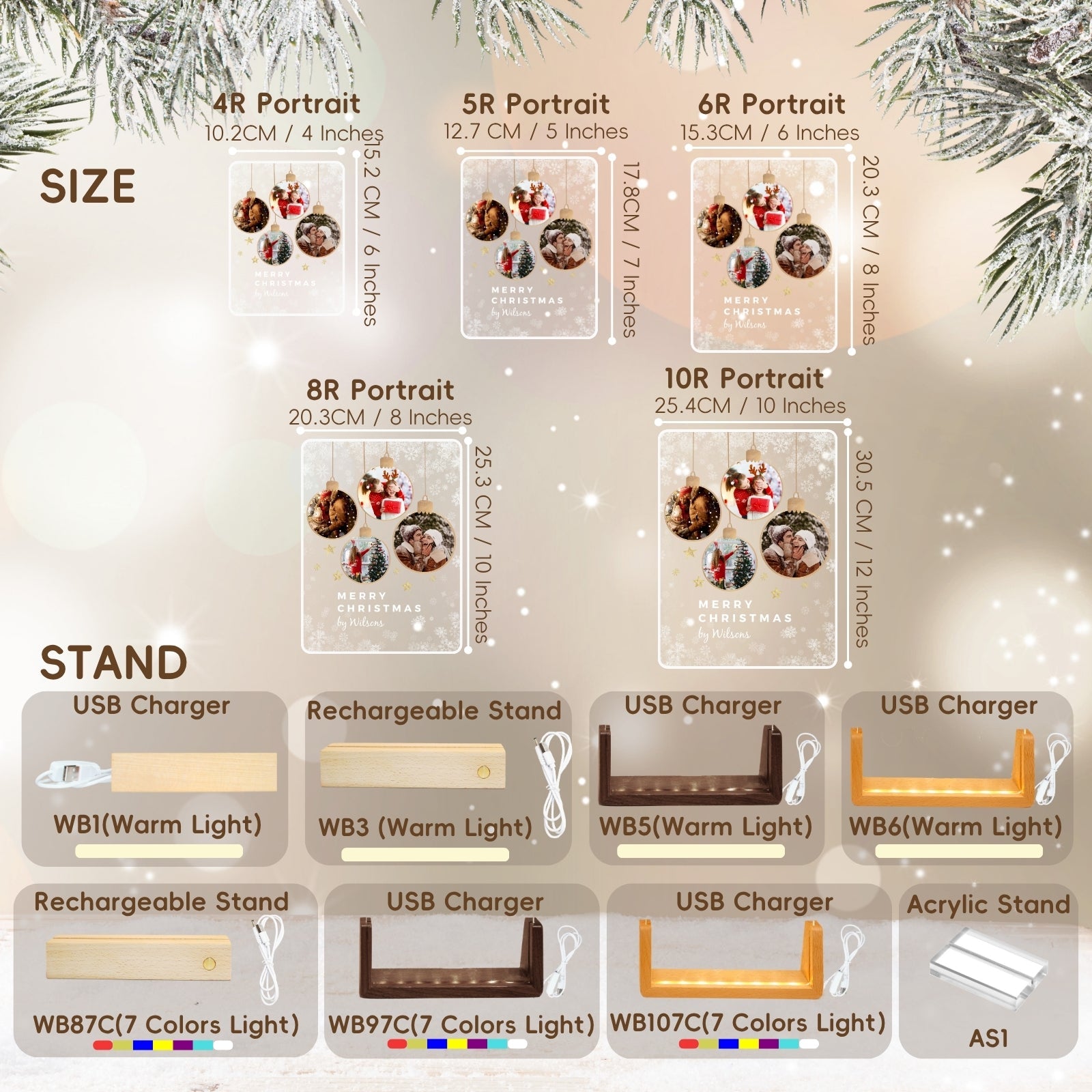 Customised Christmas Acrylic Picture Plaque with Lights,Light Up Multiple Photo Frame Personalised Family Gifts for Son Daughter Kids Brother,Birthday Memorial for Girlfriend Boyfriend - uniqicon