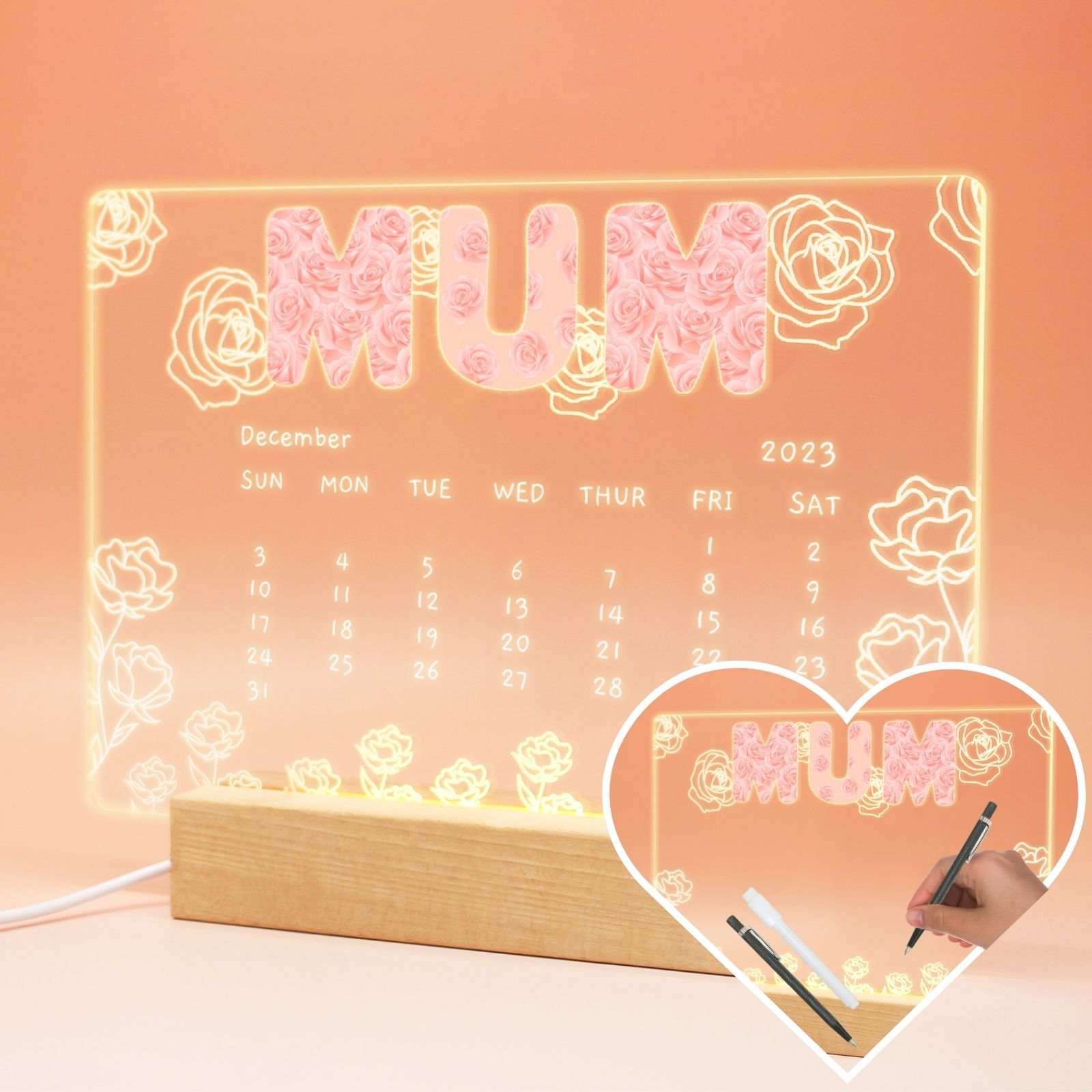 uniqicon mom gifts from daughters son custom Acrylic Desk Plaque Sign With drawing board & Wood LED Stand, Meaningful sentimental gifts for mama mother mom grandma mother in law - uniqicon