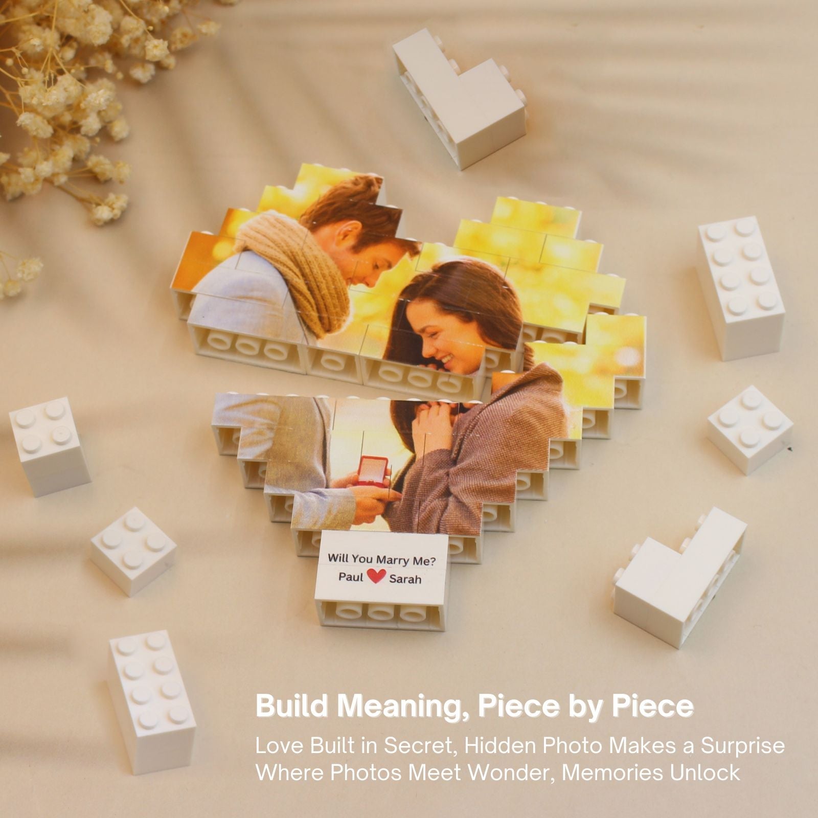 Personalised Photo Puzzle Building Brick Gift, Custom Picture Jigsaw Block, Customised DIY Valentine's Anniversary Birthday Funny Love Gifts for him couple her women dad Christmas fathers wedding day - uniqicon