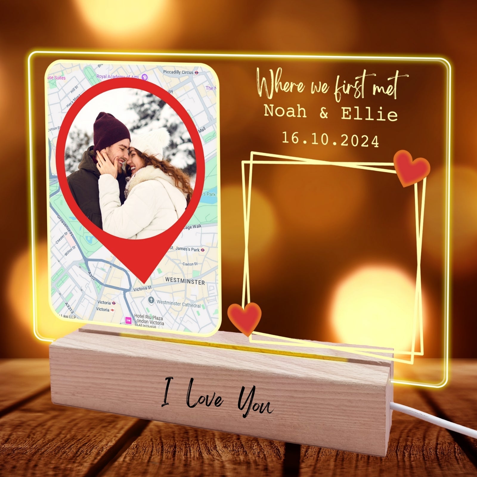 Personalised Where We First Met Map Plaque with Drawing Board，LED Writing Message Note Board with Pens，Romantic Anniversary Engagement Wedding Valentines Decor for Couples Boyfriend Future Husband - uniqicon
