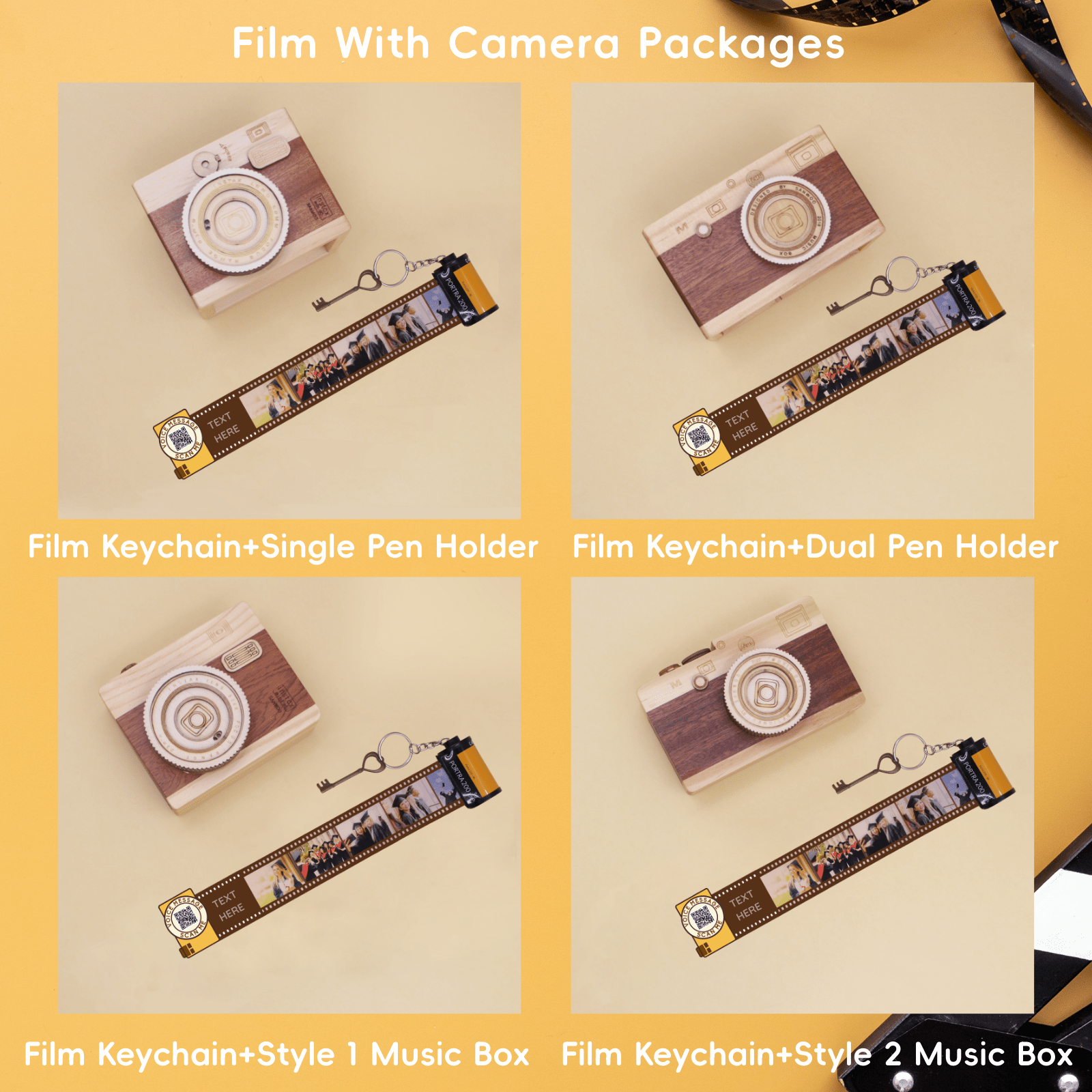 Personalized Customized Memory Retro Camera Film HD Photo Album Film Roll Keychain F1 Voice Message Creative Birthday Valentine Christmas Graduation Friend Anniversary Gift Souvenir Customized Handmade - uniqicon