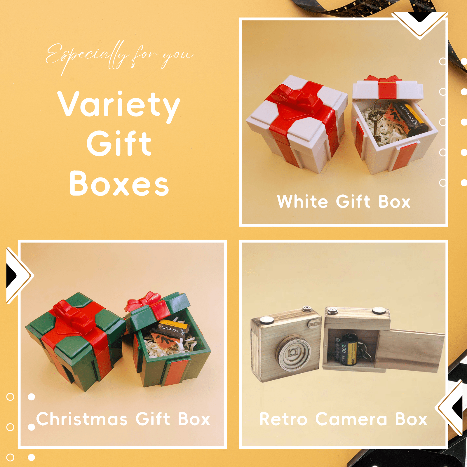 Personalized Customized Memory Retro Camera Film HD Photo Album Film Roll Keychain F3 Voice Message Creative Birthday Valentine Christmas Graduation Friend Anniversary Gift Souvenir Customized Handmade - uniqicon