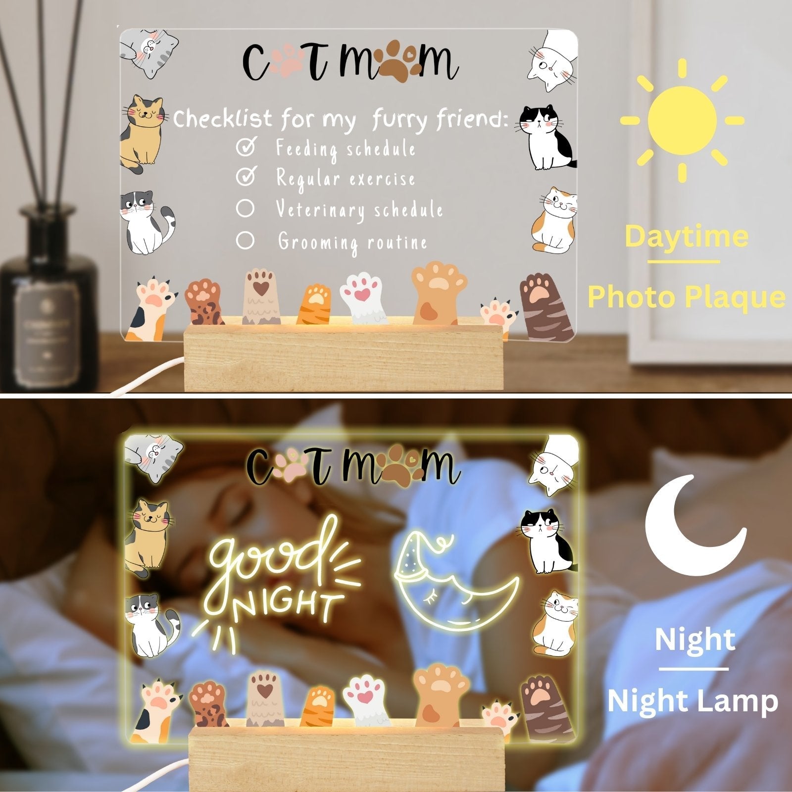 uniqicon mom gifts from daughters son custom Acrylic Desk Plaque Sign With drawing board & Wood LED Stand, Meaningful sentimental gifts for mama mother mom grandma mother in law - uniqicon